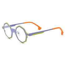 Purple Glasses - Stylish Titanium Geometric Glasses LE3045