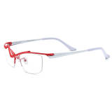 Red Framed Eyeglasses - Stylish and Durable Titanium Half Rim Glasses LE3033