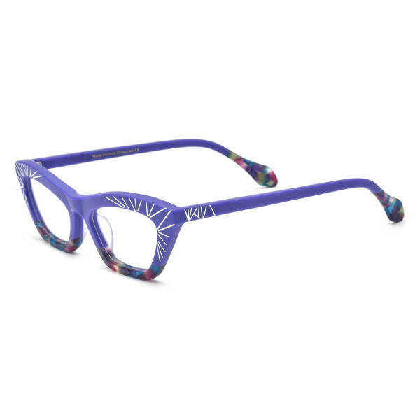 Cats Eye Spectacles - Stylish Frosted Purple Cat Eye Acetate Glasses LE3040