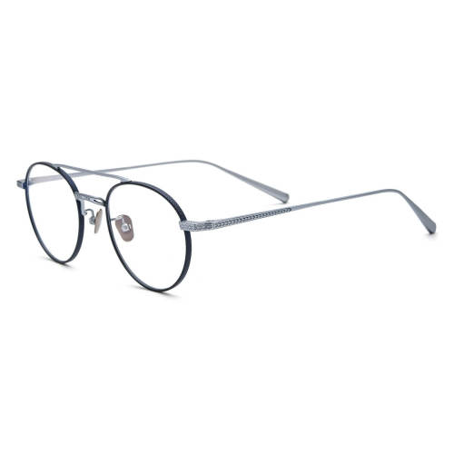 Prescription Aviator Glasses - Stylish and Lightweight Titanium Blue & Silver Glasses LE3039