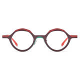 Geometric Eyeglasses - Large Frame Brown Titanium Glasses LE3031