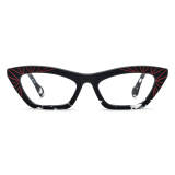 Large Prescription Eyeglasses - Elegant Frosted Black Cat Eye Acetate Glasses LE3040