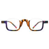 Tortoise Eyeglasses - Stylish Flower TortoiseShell Half Rim Acetate Glasses LE3046