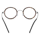 Round Tortoise Shell Glasses - LE3077, Lightweight Titanium Frame, Stylish and Allergy-Free