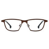 Titanium Eyeglass Frames - LE3059 Brown Rectangle Glasses with Blue Temples
