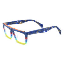 Acetate Glasses - Stylish and Durable Frosted Blue Rectangle Glasses LE3036