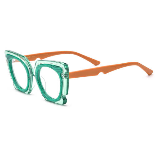 Green Frame Glasses - Stylish and Durable Acetate Cat Eye Glasses LE3032