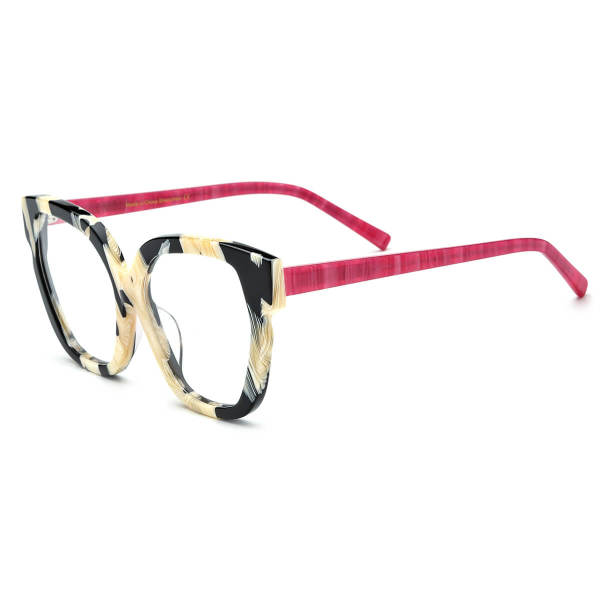 Black and White Cat Eye Glasses - LE3057 | Stylish Acetate Eyewear for Women
