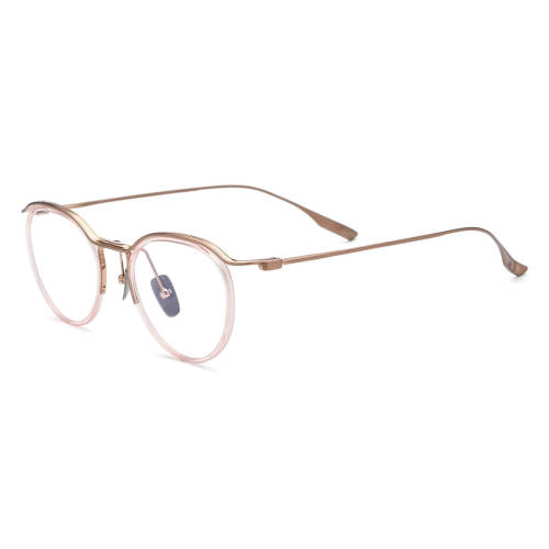 Women's browline glasses - Clear & RoseGold | Stylish and Lightweight Titanium Frame