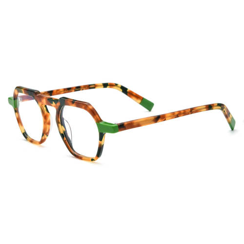 Acetate Glasses Frames - Stylish Green TortoiseShell Geometric Glasses LE3041