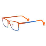 Orange to Blue Gradient Rectangle Glasses - Titanium Frame for Stylish Look
