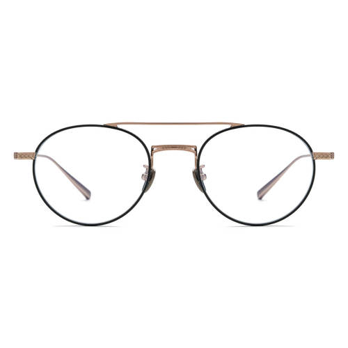 Black Aviator Glasses - Stylish and Lightweight Titanium Black & Gold Glasses LE3039