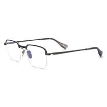 Titanium Glasses Frames - Black & Gunmetal Half Rim Glasses LE3042