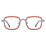Square Glasses for Women - Red & Silver LE3050 - Elegant Titanium Frames
