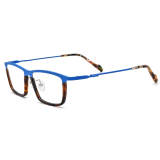Olet Optical Blue Rectangle Eyeglasses LE3054 with Titanium and Acetate Frame

