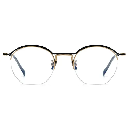 Half Rim Eyeglasses - Black & Gold Titanium Frames LE3044