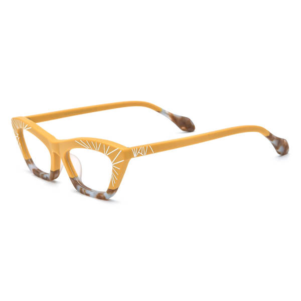 Cat Eye Prescription Glasses - Stylish Frosted Yellow Acetate Glasses LE3040