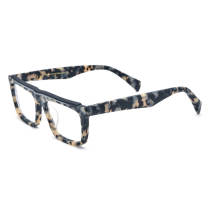 Wide Frame Glasses - Stylish and Durable Acetate Frosted TortoiseShell Rectangle Glasses LE3036