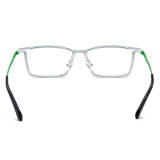White frame glasses | Titanium rectangle eyeglasses | White & Green | LE3053