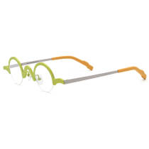 Yellow Glasses - Vintage Titanium Half Rim Large Prescription Glasses LE3038 Yellow Glasses - Vintage Titanium Half Rim Large Prescription Glasses LE3038