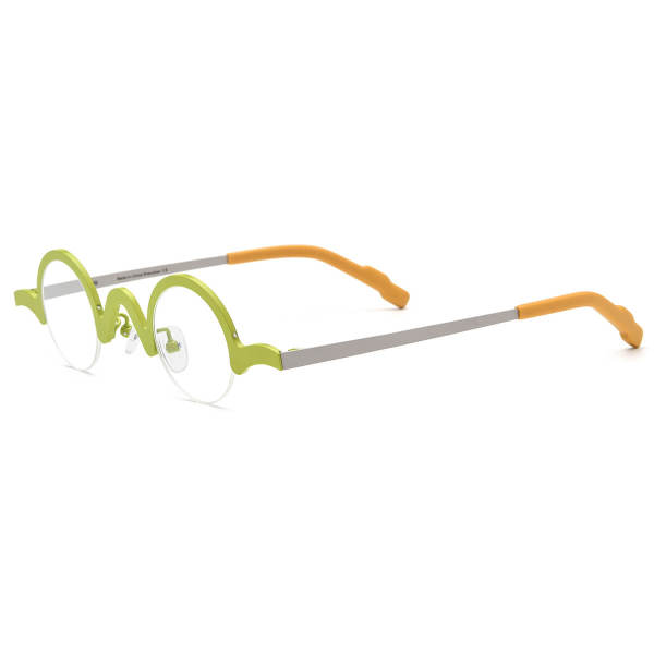 Yellow Glasses - Vintage Titanium Half Rim Large Prescription Glasses LE3038