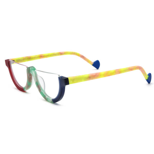 Large Frame Prescription Glasses - Stylish and Durable Frosted Red & Black Acetate Half Rim Glasses LE3037