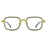 Large Square Glasses - Dark Yellow LE3050 - Premium Titanium Frame