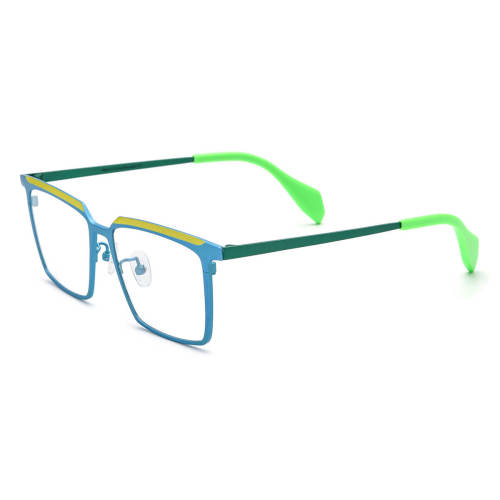 Yellow and Blue Rectangle Eyeglasses - LE3062 | Titanium Frame with Adjustable Nose Pads