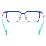 Titanium Glasses - LE3062 Rectangle Glasses with Green and Blue Design