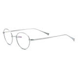 Silver Eyeglass Frames - Lightweight Titanium Oval Silver Glasses for Professionals