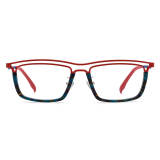 Rectangle Prescription Glasses - LE3066 Red | Acetate & Titanium Half-Frame Design