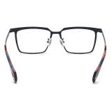 Gunmetal Glasses - LE3062 Rectangle Titanium Glasses with Black Frame and Tortoise Tips
