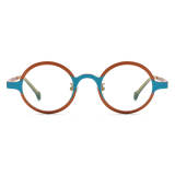 Round Frames Glasses - Hypoallergenic, Durable Titanium with Blue Accents