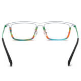 Large Prescription Glasses - LE3066 White Acetate Rectangle Glasses with Multi-Color Design
