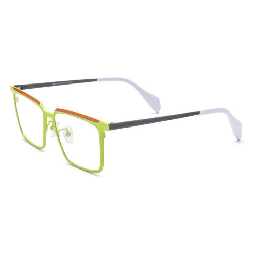 Large Frame Prescription Glasses - Titanium Rectangle Glasses with Orange & Yellow Frame
