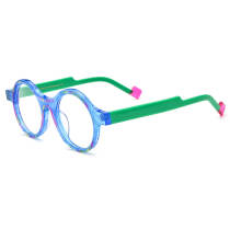 Blue Acetate Round Glasses LE3060 - Stylish and Durable Eyewear for All-Day Comfort