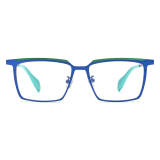 Titanium Glasses - LE3062 Rectangle Glasses with Green and Blue Design