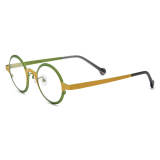 Yellow Glasses - Hypoallergenic, Durable Titanium Round Frames with Green Accents