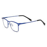 Olet Optical rectangle frame glasses, titanium blue glasses, hypoallergenic IP plating, adjustable nose pads, lightweight and durable

