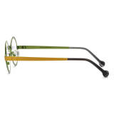 Yellow Glasses - Hypoallergenic, Durable Titanium Round Frames with Green Accents