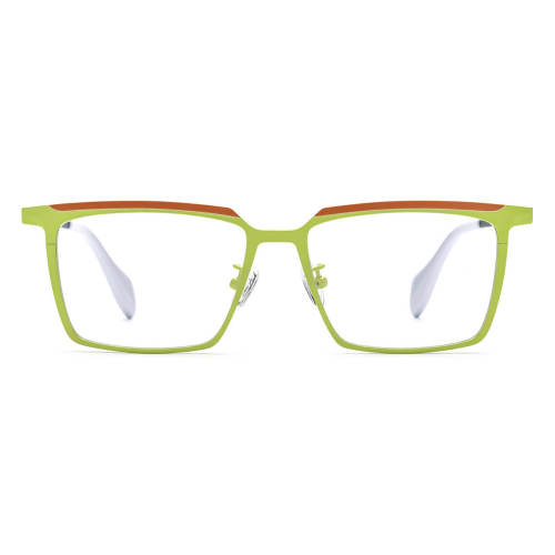 Large Frame Prescription Glasses - Titanium Rectangle Glasses with Orange & Yellow Frame