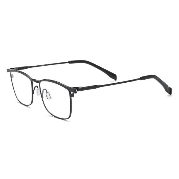 Large Frame Prescription Glasses - Titanium Rectangle Gunmetal Glasses