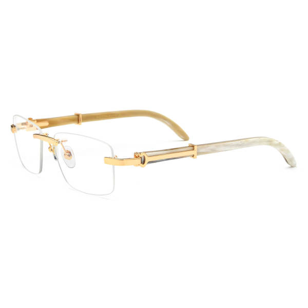 White Glasses Frames - Hypoallergenic, Durable Rimless Horn Rimmed Design