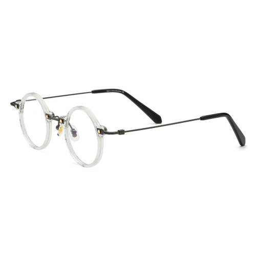 Clear Round Glasses - Hypoallergenic, Durable Titanium with Black Temples