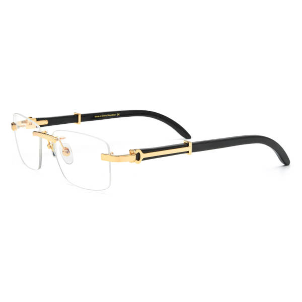 Black and Gold Glasses Frames - Hypoallergenic, Durable Rimless Horn Rimmed Design