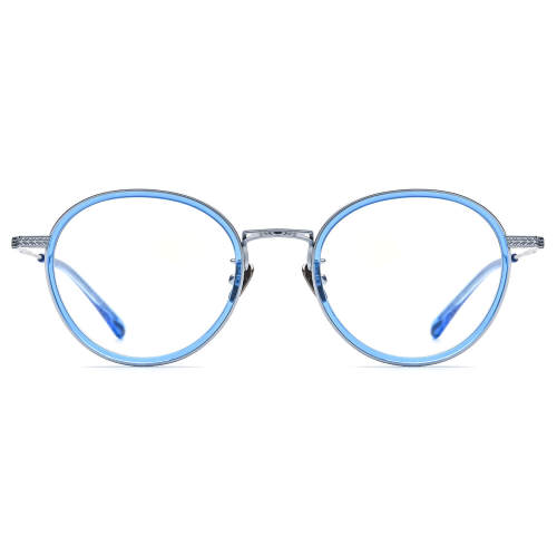 Round Titanium Glasses LE3075 - Blue & Silver