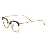 Black Glasses for Women - Hypoallergenic, Durable Titanium Browline Design