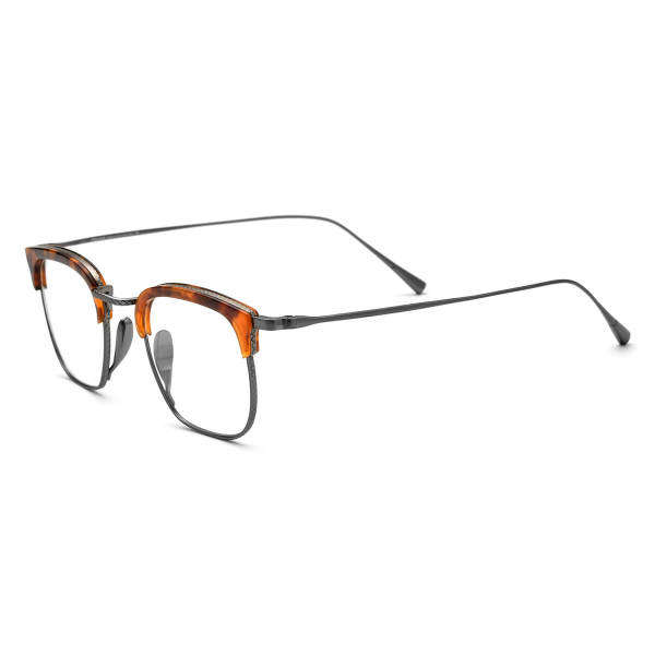 Men's Browline Glasses - Hypoallergenic, Durable Titanium Tortoise Shell Design