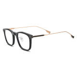 Olet Optical Black and Gold Glasses Frames - Hypoallergenic Titanium Square Design with Adjustable Nose Pads

