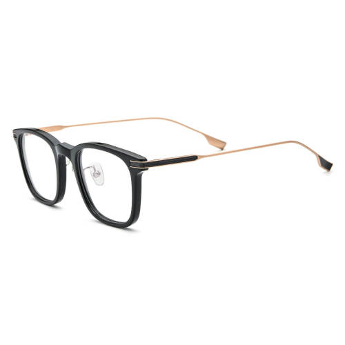 Black and Gold Glasses Frames - Hypoallergenic, Durable Titanium Square Design